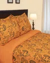 HOMEZIA BLUE AND ORANGE QUEEN COTTON BLEND 0 THREAD COUNT WASHABLE DUVET COVER SET