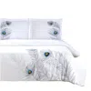 Homezia Blue And White King 100% Cotton 200 Thread Count Washable Duvet Cover Set