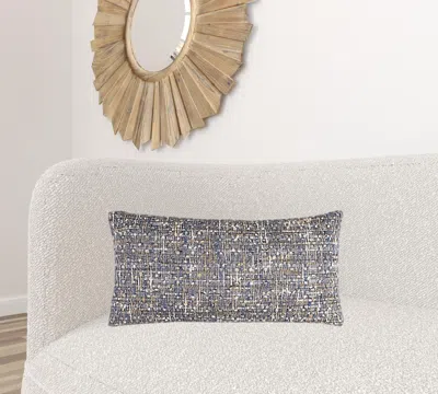 Homezia Blue Gray Metallic Nubby Textured Lumbar Pillow