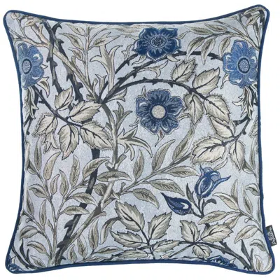 Homezia Blue Jacquard Leaf Decorative Throw Pillow Cover
