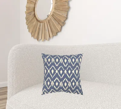 Homezia Blue Natural Ikat Down Filled Throw Pillow