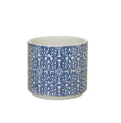 Homezia Blue Set Of Two Ceramic 3.32468 Ounce Round Pot Planter
