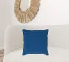 Homezia Blue Solid Flange Edged Modern Down Throw Pillow