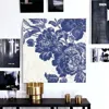 Homezia Blue Toile Rose Unframed Print Wall Art