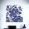 Homezia Blue Toile Roses Unframed Print Wall Art