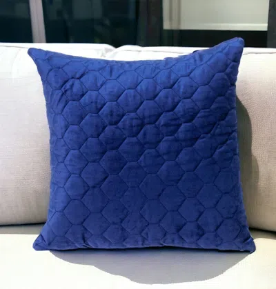 Homezia Blue Tufted Velvet Quilted Throw Pillow