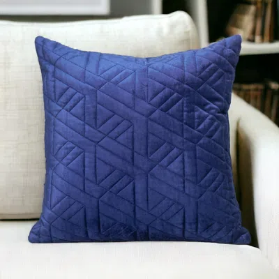 Homezia Blue Velvet Quilted Throw Pillow