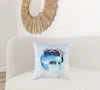 Homezia Blue Winter Wonderland Ornament Decorative Throw Pillow