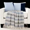 Homezia Blue Woven Cotton Striped Throw Blanket