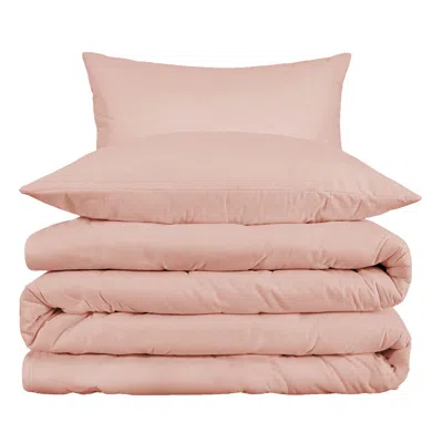 Homezia Blush King Cotton Blend 1000 Thread Count Washable Duvet Cover Set In Pink