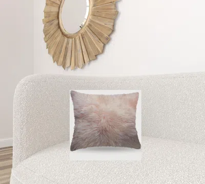Homezia Blush Natural Sheepskin Square Pillow