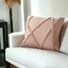 Homezia Boho Chic Blush Textured Lines Throw Pillow