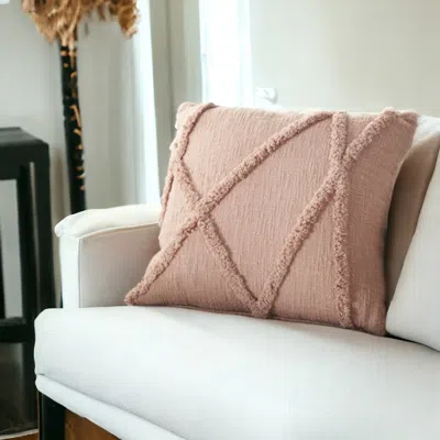 Homezia Boho Chic Blush Textured Lines Throw Pillow