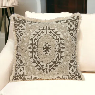Homezia Boho Garland Beige And Brown Decorative Accent Pillow