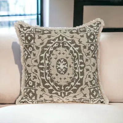 Homezia Boho Garland Beige And Dark Brown Decorative Accent Pillow