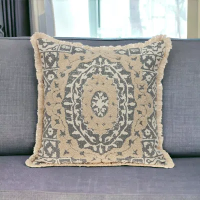 Homezia Boho Garland Beige And Gray Decorative Accent Pillow