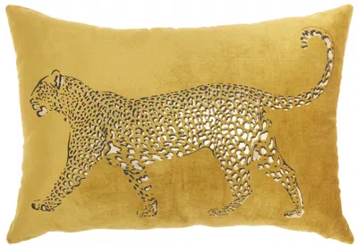 Homezia Bold Golden Leopard Lumbar Pillow In Animal Print