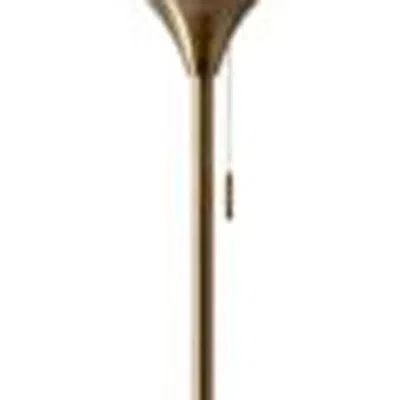 Homezia Brass Metal Floor Lamp With White Opal Wine Glass Shade