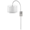 Homezia Brella 1-light Brushed Nickel Swivel Wall Lamp With Sheer Snow Shantung Two Tier Shade