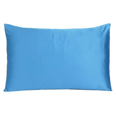 Homezia Bright Blue Dreamy Set Of 2 Silky Satin Standard Pillowcases
