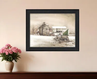 Homezia Bringing Home The Tree 1 Black Framed Print Wall Art