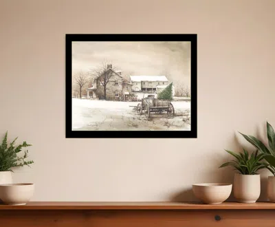 Homezia Bringing Home The Tree 3 Black Framed Print Wall Art In Neutral