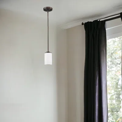 Homezia Bronze Frosted Glass Hanging Light In Black