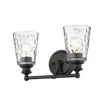 Homezia Bronze Metal And Pebbled Glass Two Light Wall Light
