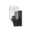 Homezia Bronze Metal And Textured Glass Wall Sconce