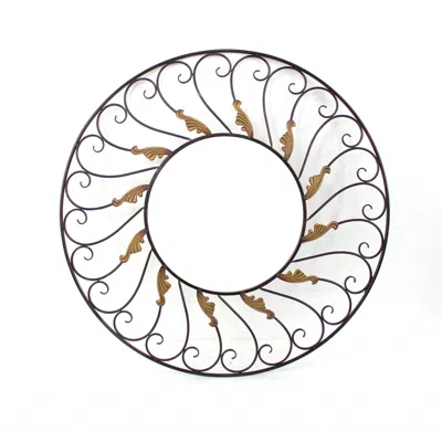 Homezia Bronze Round Accent Metal Mirror