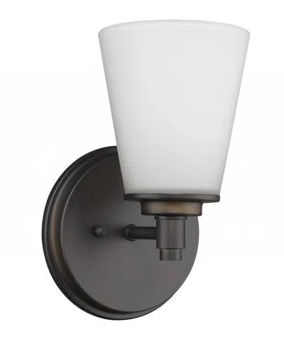 Homezia Bronze Wall Light With Frosted Glass Shade In Black