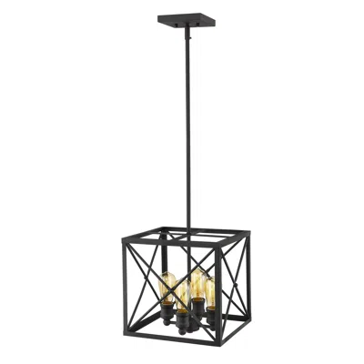 Homezia Brooklyn 4-light Matte Black Pendant With Metal Framework Shade