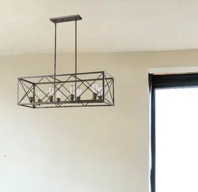 Homezia Brooklyn 8-light Oil-rubbed Bronze Island Pendant With Metal Framework Shade In Brown