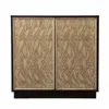 Homezia Brown And Cream Sculptural Leaf Accent Storage Cabinet