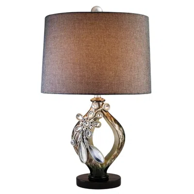 Homezia Brown And Gold Faux Crystal Glam Accent Table Lamp