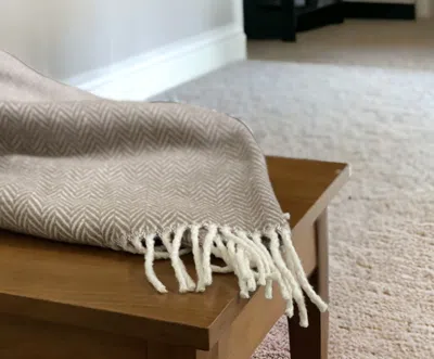 Homezia Brown And White Dreamy Soft Herringbone Throw Blanket