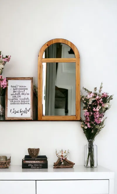 Homezia Brown Arch Accent Mirror