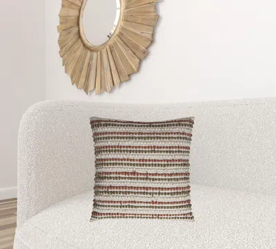 Homezia Brown Beige Nubby Texture Bands Throw Pillow