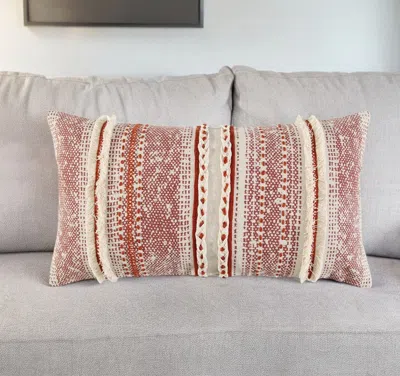Homezia Brown Beige Textural Bands Lumbar Pillow