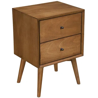 Homezia Brown Century Modern Wood 2 Drawer Nightstand