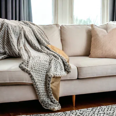 Homezia Brown Faux Fur Ombre Plush Throw