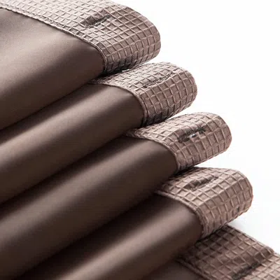 Homezia Brown Modern Grid Shower Curtain And Liner Set