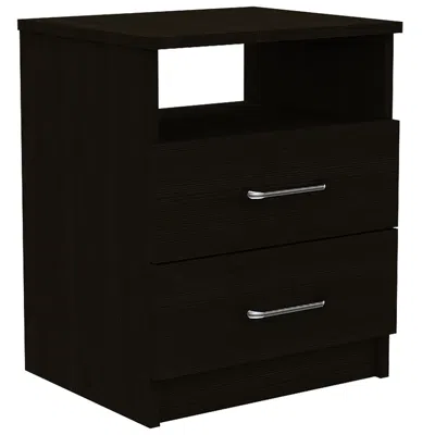 Homezia Brown Open Compartment Two Drawer Nightstand