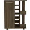Homezia Brown Rolling Bar Cart With Wine Storage