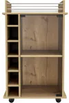 Homezia Brown Rolling Bar Cart With Wine Storage