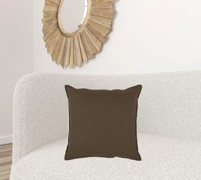Homezia Brown Solid Color Flange Edge Throw Pillow