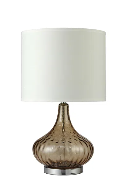 Homezia Brown Textured Glass Table Lamp In Gold