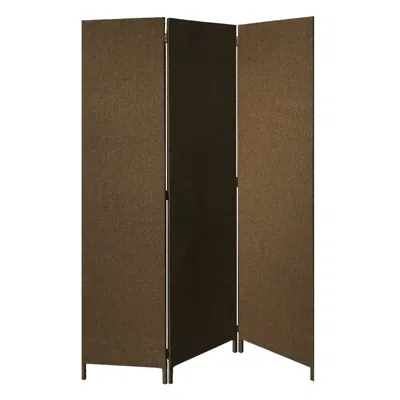 Homezia Brown Upholstered 3 Panel Room Divider Screen