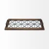 Homezia Brown Wood With Geometrically Metal Frame And Glass Bottom Tray In Multi