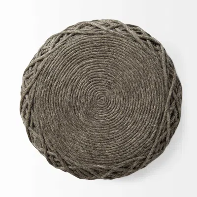 Homezia Brown Wool Cylindrical Pouf With Diamond Pattern